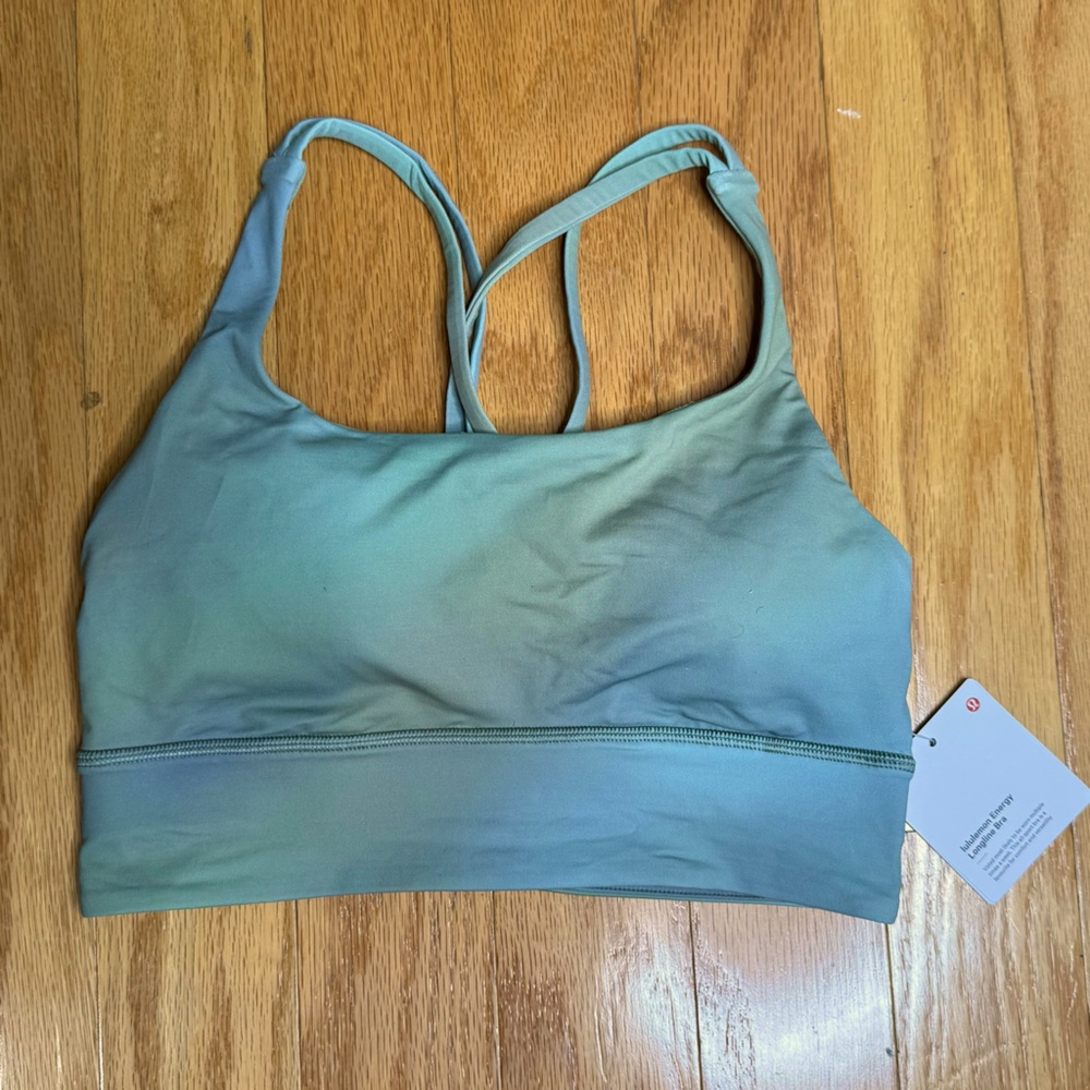 Lululemon Long Line Energy bra in Chroma Drift Green Multi, size 6 NWT - Picture 3 of 5
